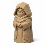 Wood Carved-Like Watchful Eye Figurine - Unique Desk Decor for Adults 3D Printed in Canada - 3D Printed in Canada (Classic Birch)
