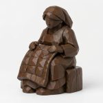 Wood Carved-Like Quilter Figurine - Unique Desk Decor for Collectors – 3D Printed in Canada - 3D Printed in Canada (Black Walnut)