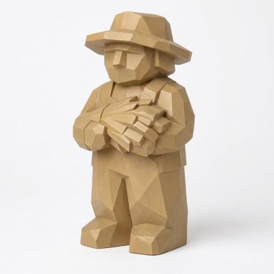 Wood Carved Hayfield Collectible Figurine - Unique Desk Decor for Adults 3D Printed in Canada - 3D Printed in Canada (Classic Birch)