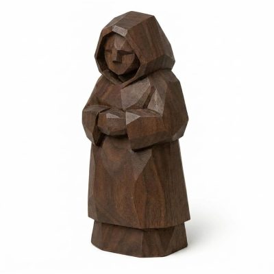 Wood Carved Gentle Watcher Collectible Figurine in Black Walnut Finish - 3D Printed in Canada (Black Walnut)