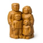 Wood Carved-Like Family of Four Figurine - Unique Desk Decor for Collectors – 3D Printed in Canada - 3D Printed in Canada (Ochre Yellow)