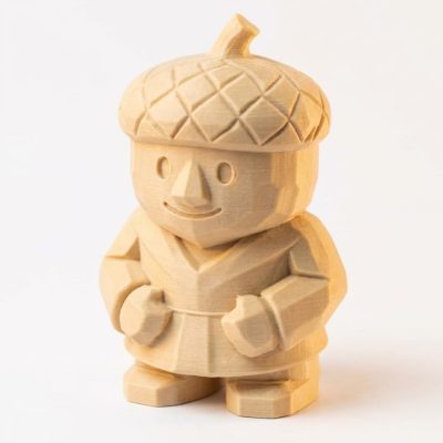 Wood Carved Acorn Figurine in White Oak Finish - 3D Printed in Canada (White Oak)