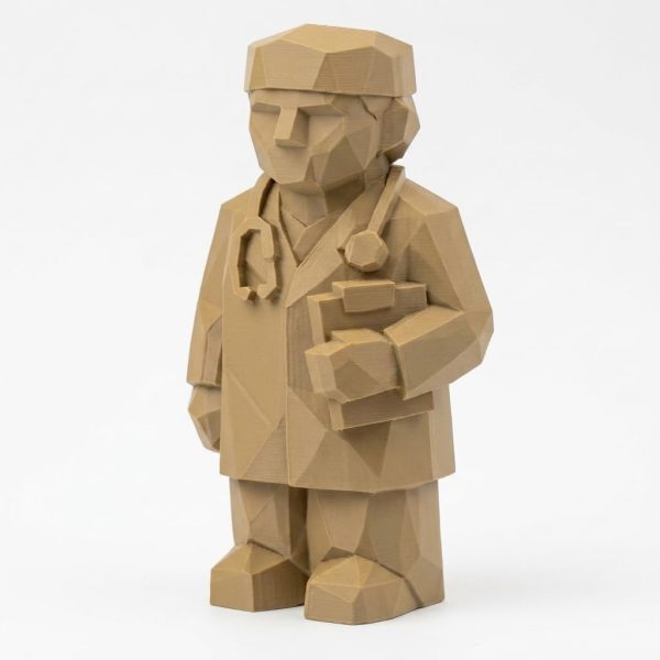 Wood Carved Doctor Figurine - 3D printed collectible