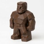 Wood Carved-Like Strong Father Figurine in Black Walnut Finish - 3D Printed in Canada (Black Walnut)