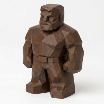 Wood Carved-Like Strong Father Figurine in Black Walnut Finish - 3D Printed in Canada (Black Walnut)