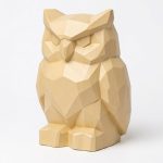 Wood-Carved-Like Owl of the Night Figurine in White Oak Finish - 3D Printed in Canada (White Oak)
