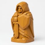 Wood Carved-Like Protector Figurine in Ochre Yellow Finish - 3D Printed in Canada (Ochre Yellow)