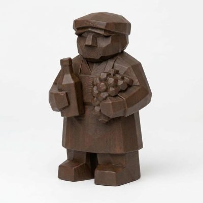 Wood Carved-Like Vintner Figurine - Unique Desk Decor for Adults – 3D Printed in Canada - 3D Printed in Canada (Black Walnut)