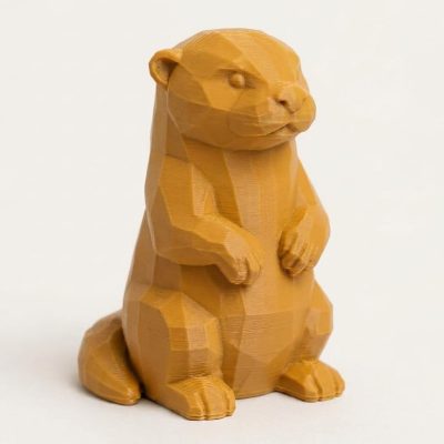 Wood Carved-Like Otter Figurine - Unique Desk Decor for Collectors – 3D Printed in Canada - 3D Printed in Canada (Ochre Yellow)