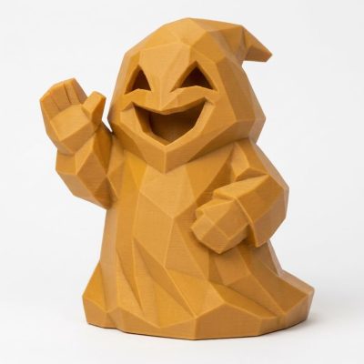 Wood Carved Friendly Ghost Collectible Figurine in Ochre Yellow Finish - 3D Printed in Canada (Ochre Yellow)