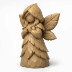 Wood Carved-Like Leaf Fairy Figurine - Unique Desk Decor for Adults 3D Printed in Canada - 3D Printed in Canada (Classic Birch)