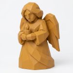 Wood Carved Angel of Gentle Passing Collectible Figurine in Ochre Yellow Finish - 3D Printed in Canada (Ochre Yellow)