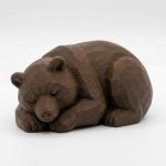 Wood Carved-Like Sleeping Bear Figurine in Black Walnut Finish - 3D Printed in Canada (Black Walnut)