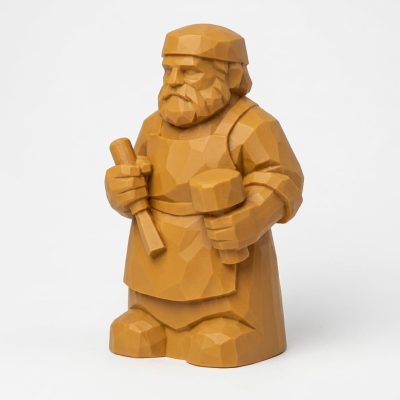 Wood Carved Craftsperson Collectible Figurine in Ochre Yellow Finish - 3D Printed in Canada (Ochre Yellow)