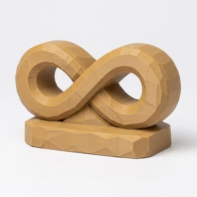 Wood Carved-Like Infinity Figurine - Unique Desk Decor for Adults 3D Printed in Canada - 3D Printed in Canada (Classic Birch)