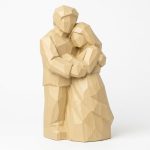 Wood Carved-Like Loving Couple Figurine in White Oak Finish - 3D Printed in Canada (White Oak)
