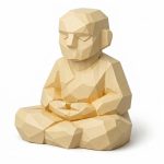 Wood Carved-Like Meditation Figurine in White Oak Finish - 3D Printed in Canada (White Oak)