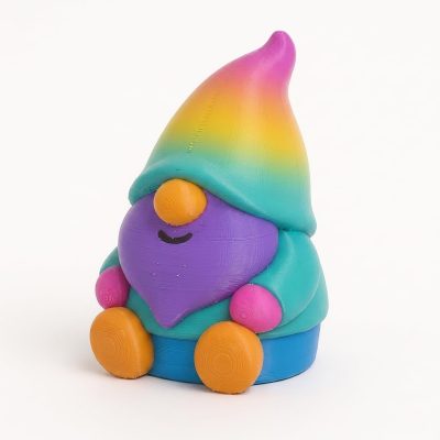 Psychedelic Gnome Collectible Figurine - Colorful Garden Gnome Desk Accent for Unique Home Decor - Fantasy Shelf Display for Adults - 3D Printed in Canada