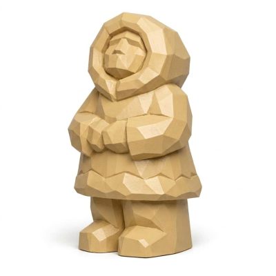 Wood Carved-Like Northern Lights Figurine in White Oak Finish - 3D Printed in Canada (White Oak)