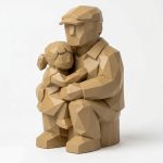 Wood Carved-Like Father and Daughter Figurine - Heartwarming Desk Decor for Adults 3D Printed in Canada - 3D Printed in Canada (Classic Birch)