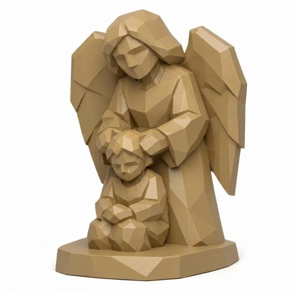 Ange veilleur sculpté façon bois