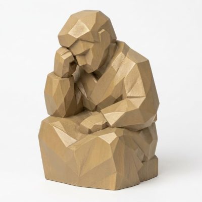 Wood Carved Concentration Collectible Figurine - Unique Desk Decor for Adults 3D Printed in Canada - 3D Printed in Canada (Classic Birch)