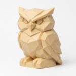Wood Carved Owl Collectible Figurine in White Oak Finish - 3D Printed in Canada (White Oak)