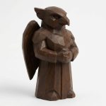 Wood Carved-Like Sky Sentinel Figurine in Black Walnut Finish - 3D Printed in Canada (Black Walnut)