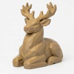 Wood Carved-Like Buck Figurine - Unique Desk Decor for Adults for Collectors 3D Printed in Canada - 3D Printed in Canada (Classic Birch)