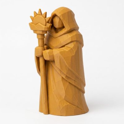 Wood Carved Watcher Collectible Figurine in Ochre Yellow Finish - 3D Printed in Canada (Ochre Yellow)