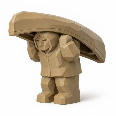 Wood Carved Canoe Carry Collectible Figurine - Unique Desk Decor for Adults 3D Printed in Canada - 3D Printed in Canada (Classic Birch)