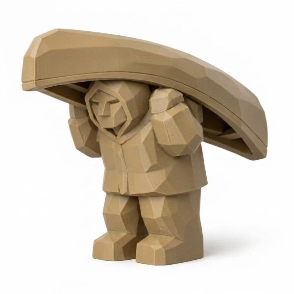 Figurine de collection porteur de canot sculpté bois