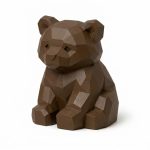 Wood Carved Bear Cub Collectible Figurine in Black Walnut Finish - 3D Printed in Canada (Black Walnut)