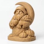 Wood Carved-Like Harvest Moon Figurine - Unique Desk Decor for Adults 3D Printed in Canada - 3D Printed in Canada (Classic Birch)