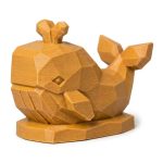 Wood Carved-Like Whale Figurine - Unique Desk Decor for Adults – 3D Printed in Canada - 3D Printed in Canada (Ochre Yellow)