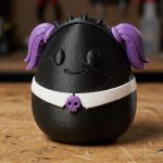 Morbid Pigtailed Goth Eggling Collectible Figurine - Unique Desk Decor for Adults – 3D Printed in Canada