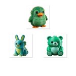 Lagoon Monster Collectible Figurine Bundle of 3 - Penguin, Bunny, Teddy Bear Cub - Unique & Quirky Adult Desk Decor - 3D Printed in Canada — 3D Printed Penguins by 3DCentral