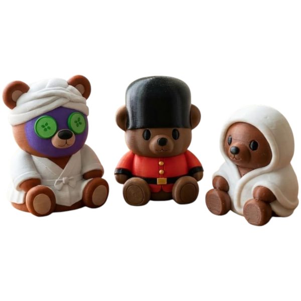 Ensemble de 3 figurines d&rsquo;ourson en peluche