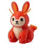 Lobster Bunny with Red Segmented Shell and Orange Antennae 3D Printed Collectible Figurine | Seafood Themed Rabbit Shelf Decor - 3D Printed in Canada