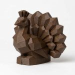 Wood Carved-Like Peacock Figurine - Unique Desk Decor for Collectors – 3D Printed in Canada - 3D Printed in Canada (Black Walnut)