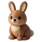 Smiling Quokka Bunny with Brown Fur and Happy Face 3D Printed Collectible Figurine | Australian Animal Rabbit Shelf Decor - 3D Printed in Canada