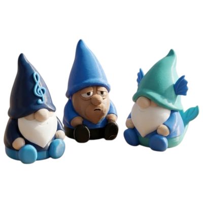 Gnome Variety Collectible Figurine Bundle of 3 - Treble Gnome, Sleep-Deprived Kelpie - Whimsical & Decorative Adult Desk Decor - 3D Printed in Canada