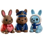 Bunny Variety Collectible Figurine Bundle of 3 - Captain's Hat Bunny, Lover Arctic - Cute & Charming Adult Desk Decor - 3D Printed in Canada