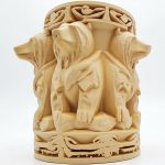 Wood-Carved-Style Bear Vase or Pen Holder in White Oak Finish - 3D Printed in Canada (White Oak)