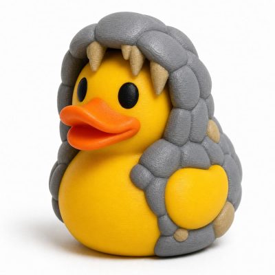 Cave Duck Collectible Figurine - Stone Look Desk Decor for Adults – 3D Printed in Canada