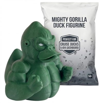 Mighty Gorilla Duck Figurine - Collectible Black Rubber Duck - Muscle Ape for Cruise Ducks Hiding, 4x4 Dashboard, Desk Decor - Novelty Gift for Home, Office, Car - 3D Printed in Canada (Forest Green)