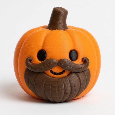 Fancy Mustache and Beard Pumpkin Collectible Figurine - Unique Desk Decor for Adults – 3D Printed in Canada