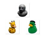 Duck Variety Collectible Figurine Bundle of 3 - Regret Duck, Safari Giraffe Frankenstein - Humorous & Unique Adult Desk Decor - 3D Printed in Canada
