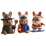 Bunny Variety Collectible Figurine Bundle of 3 - Wandering Wizard, Lighthouse Keeper, Snowboarding Santa - Whimsical & Fantasy Adult Desk Decor - 3D Printed in Canada