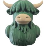 Shaggy Highland Cow Duck Figurine - Unique Rustic Animal Shelf Decor and Desk Accent Gift - 3D Printed in Canada